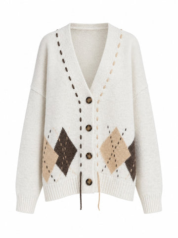 Grounded Plaid Knit Cardigan
