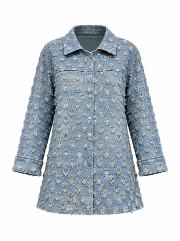 Daring Distressed Sequin Denim Jacket