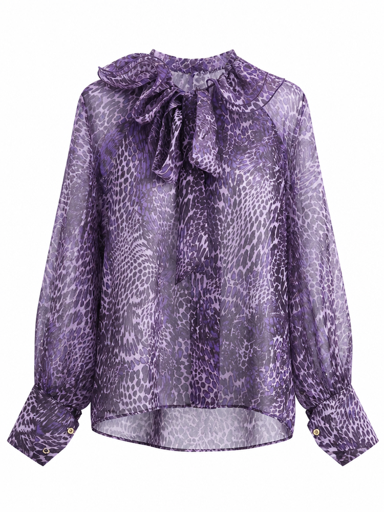 Liberated Ruffled Printed Chiffon Blouse
