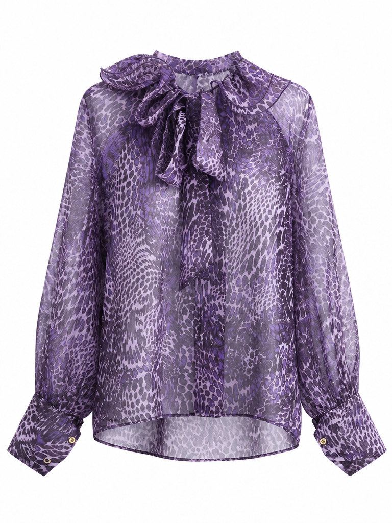 Liberated Ruffled Printed Chiffon Blouse