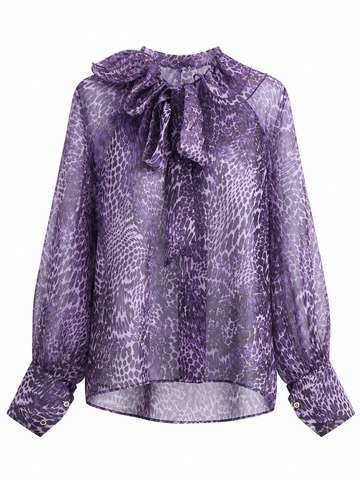 Liberated Ruffled Printed Chiffon Blouse