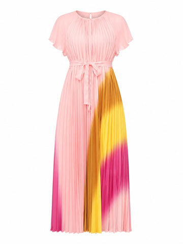 Radiant Printed Pleated Maxi Dress
