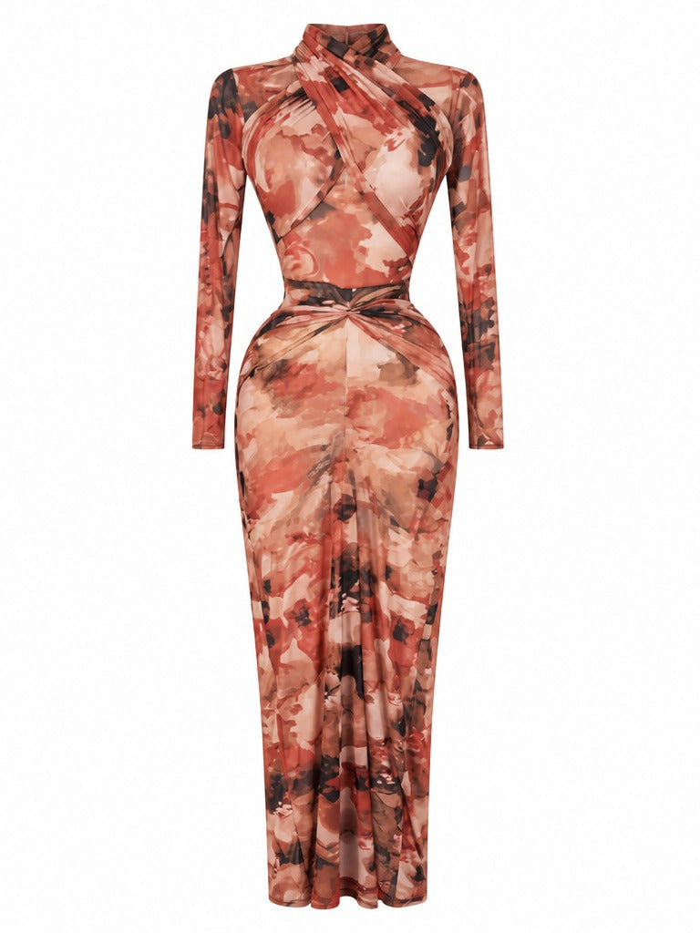 Fierce Tie Dye Ruched Maxi Dress