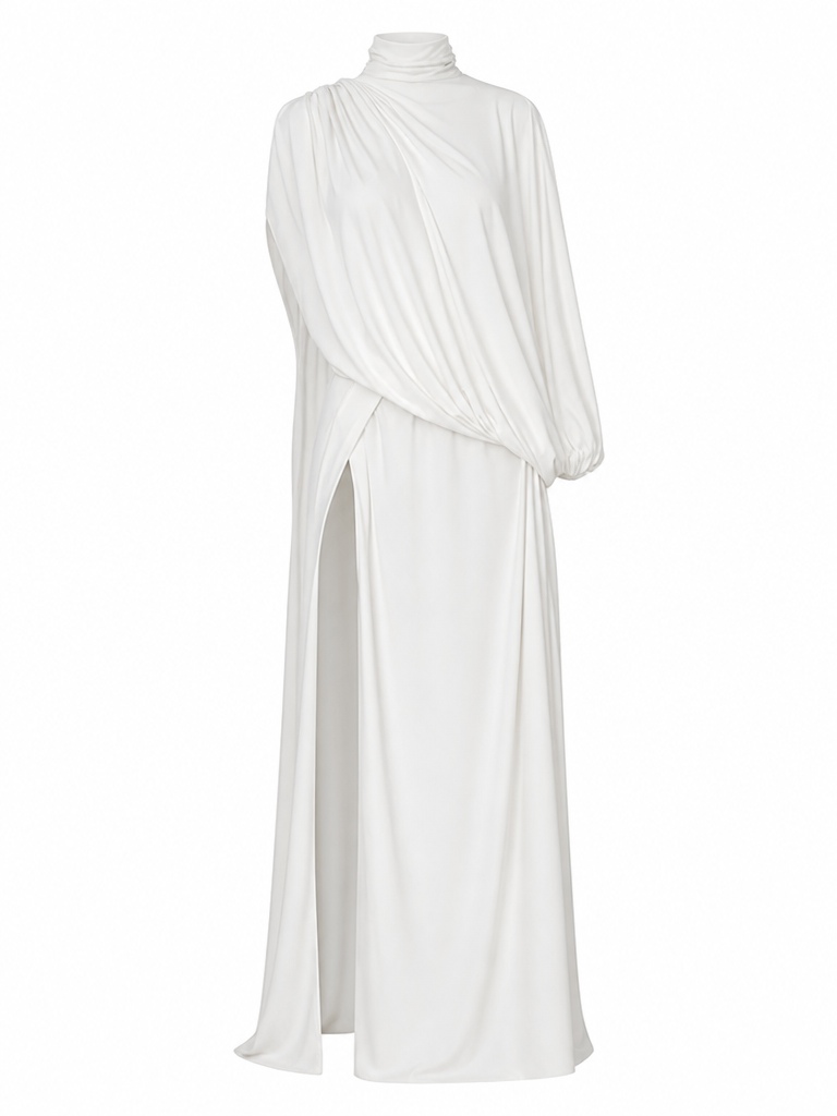 Elegant Ruched Slit Two-Piece Set