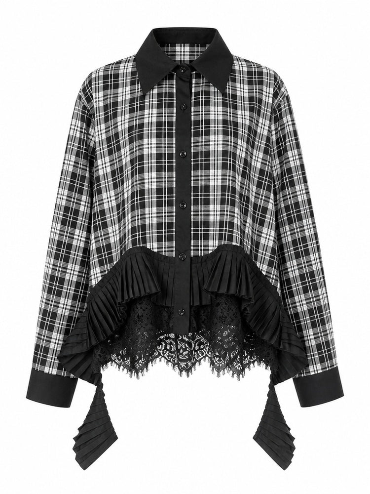 Audacious Plaid Lace Blouse
