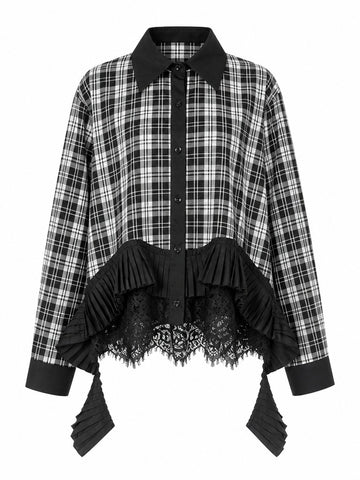 Audacious Plaid Lace Blouse