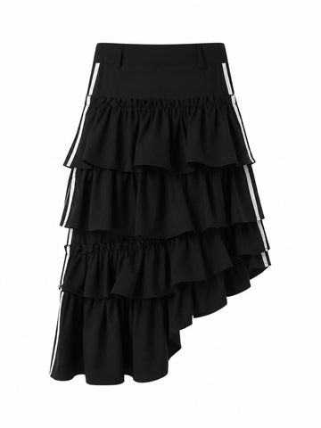 Audacious Tiered Striped Midi Skirt