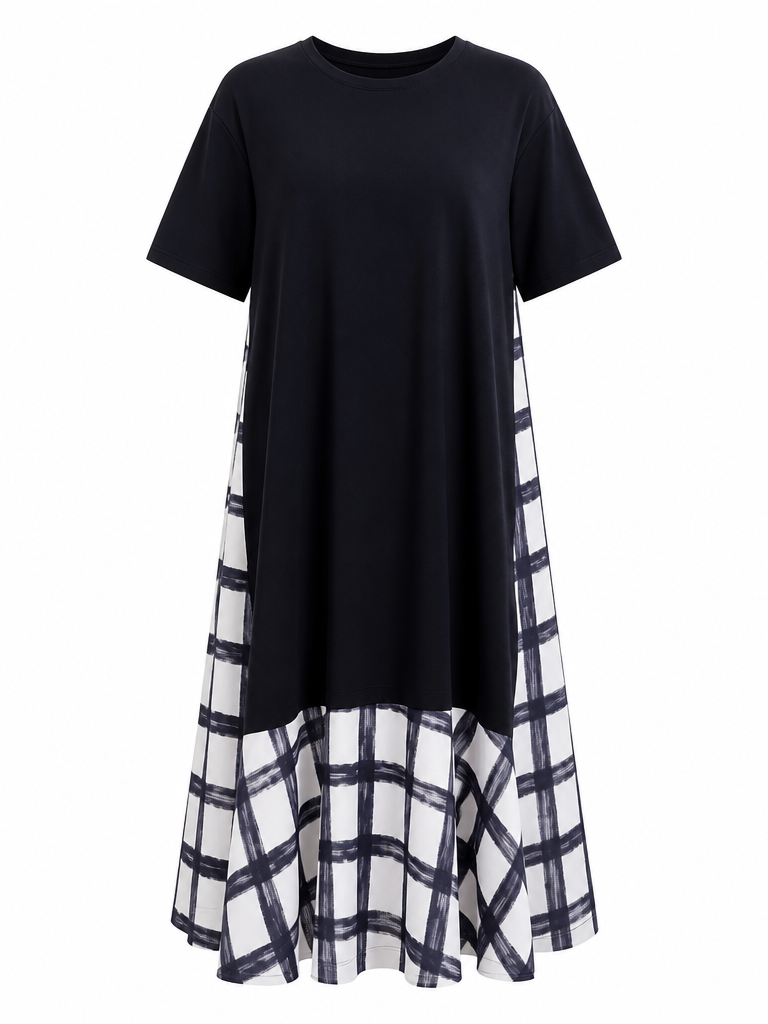 Grounded Plaid Cotton Maxi Dress
