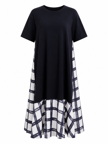 Grounded Plaid Cotton Maxi Dress
