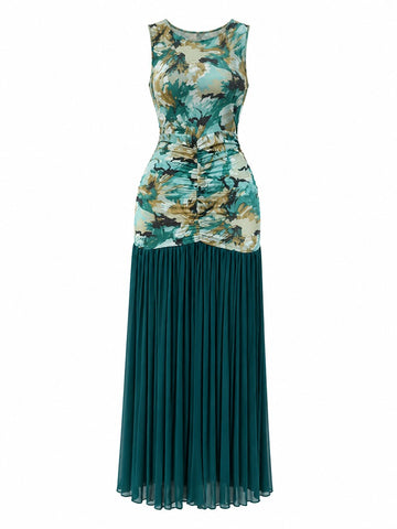 Radiant Printed Ruched Maxi Dress