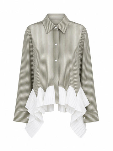 Elegant Striped Ruffled Blouse