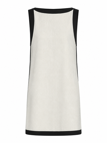 Elegant Linen Patchwork Mini Dress