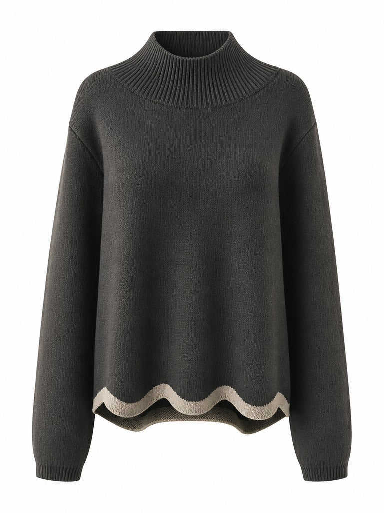 Grounded Wavy Hem Knit Sweater