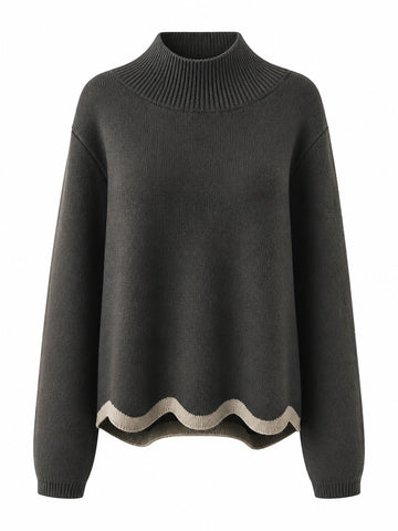 Grounded Wavy Hem Knit Sweater
