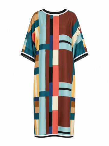 Vibrant Geometric Printed Kaftan