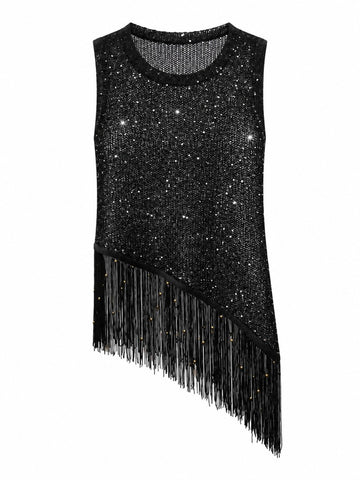 Radiant Sequin Tassel Vest