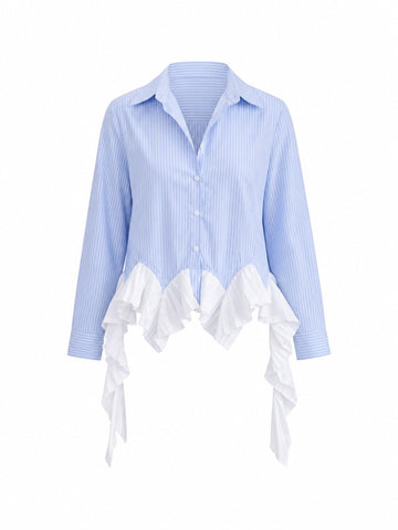 Elegant Striped Ruffle Blouse