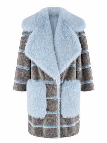 Audacious Striped Faux Fur Coat