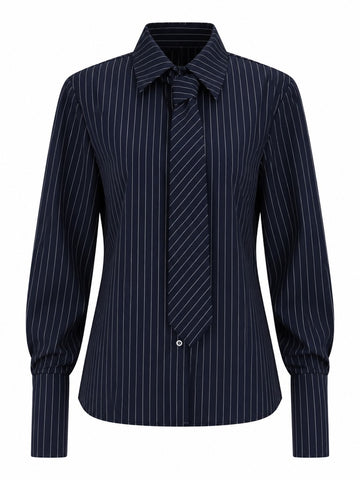 Audacious Striped Tie Long Sleeve Blouse