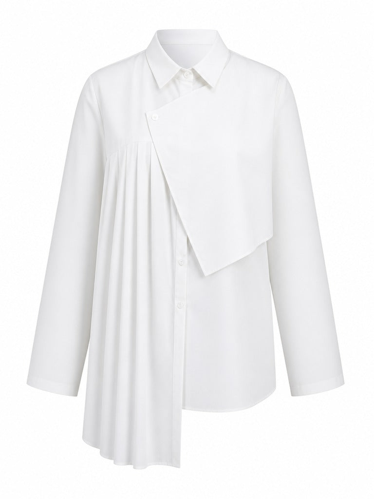 Unique Pleated Asymmetrical Blouse