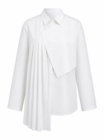 Unique Pleated Asymmetrical Blouse