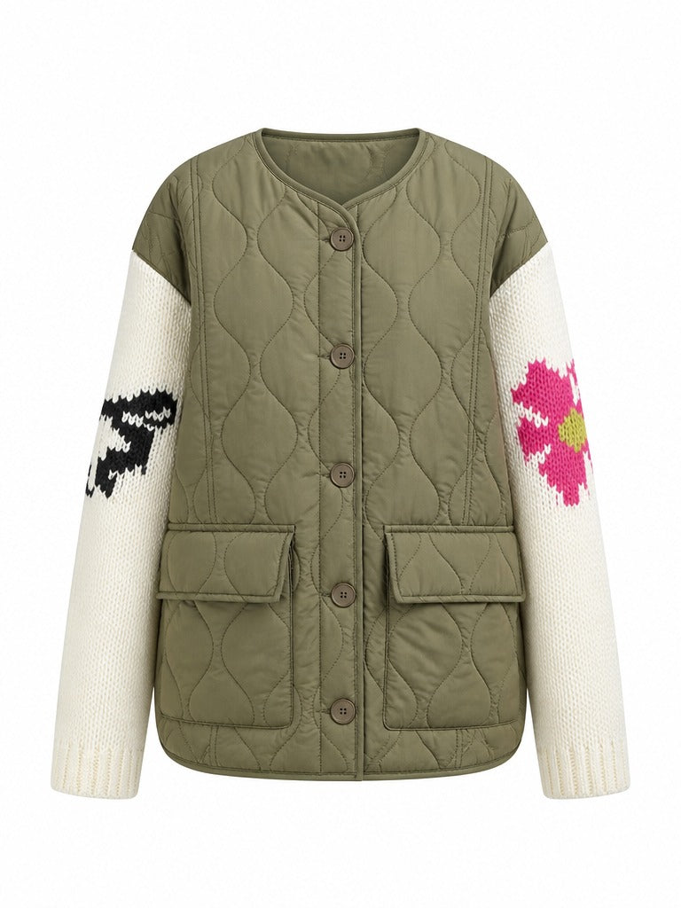 Vibrant Patchwork Knit Quilted Cardigan