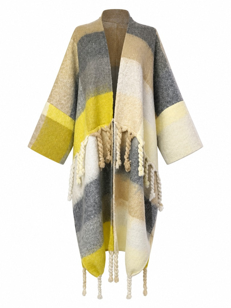 Wanderlust Fringed Geometric Kimono