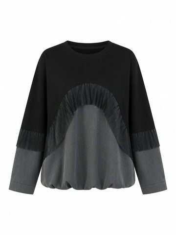 Grounded Color-block Ruffle Sweatshirt