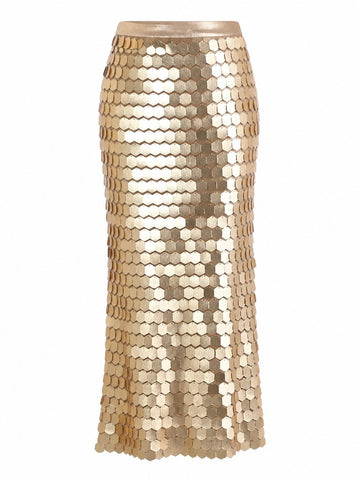 Radiant Golden Sequin Maxi Skirt