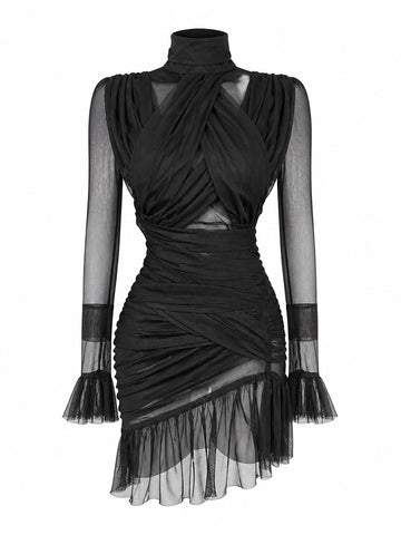 Unstoppable Mesh Ruffle Mini Dress