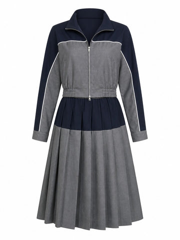 Grounded Spliced Pleated Skirt Set