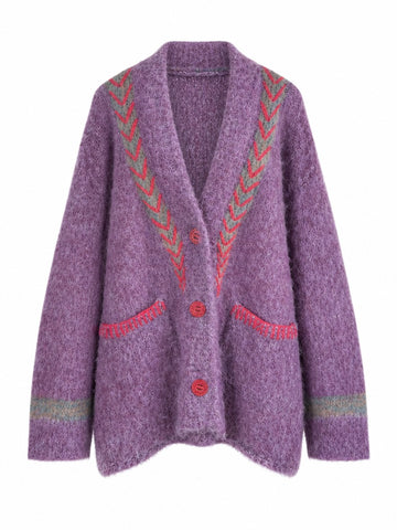 Magnetic Embroidered Knit Cardigan