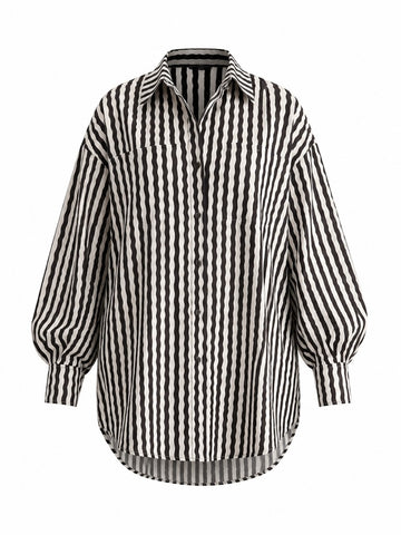 Audacious Wavy Striped Loose Shirt