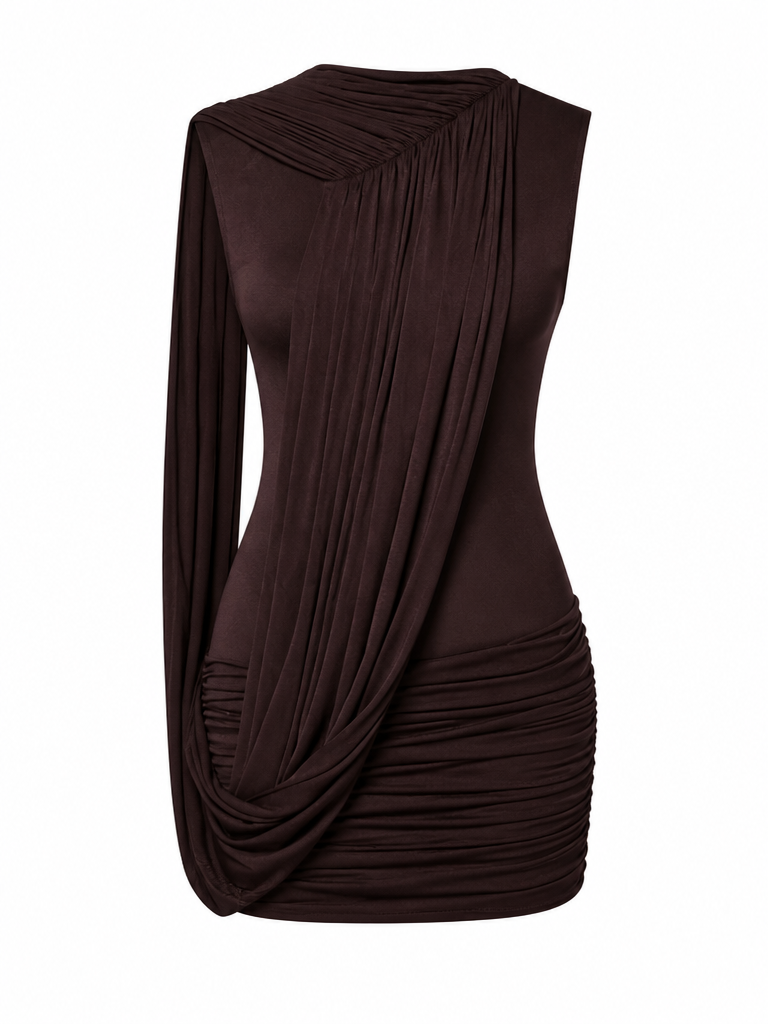 Confident Irregular Ruched Mini Dress