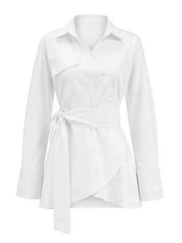 Daring Asymmetry Long Sleeve Mini Dress