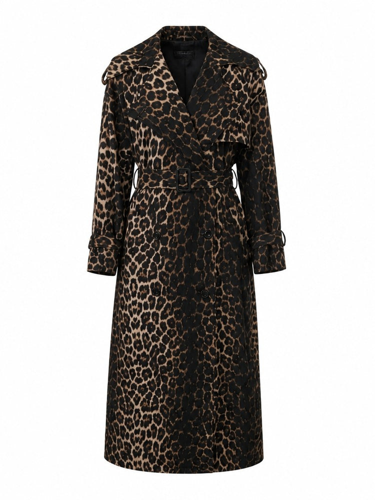 Fierce Leopard Oversized Trench Coat