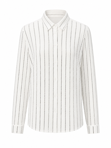 Magnetic Rhinestone Striped Blouse