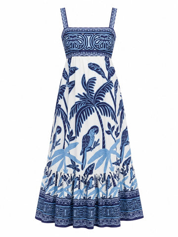Wanderlust Printed Square Neck Maxi Dress