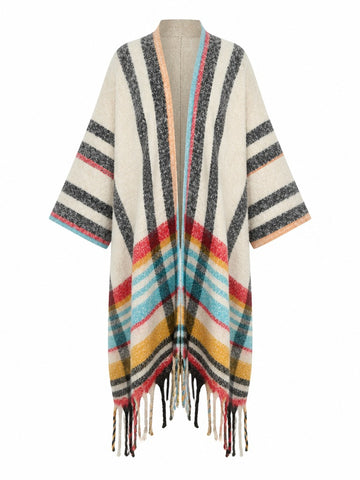 Wanderlust Plaid Fringed Kimono