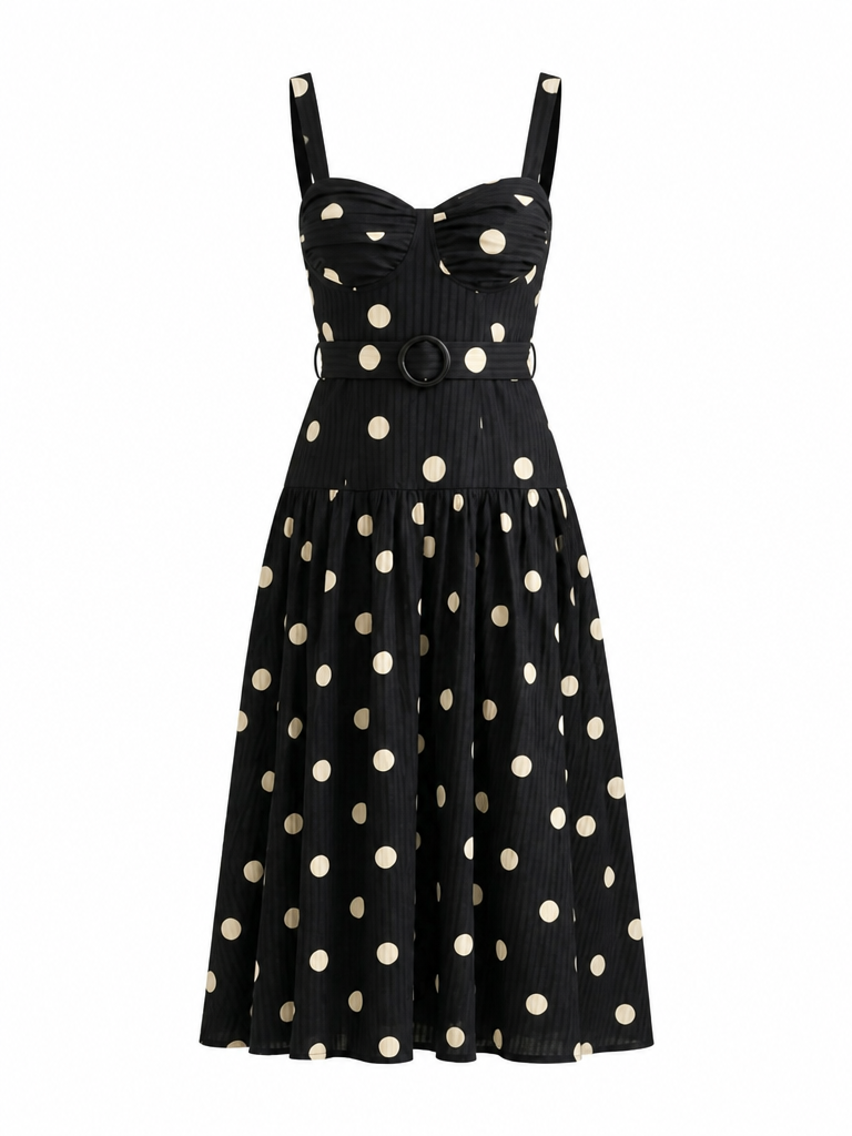Confident Polka Dot Midi Dress