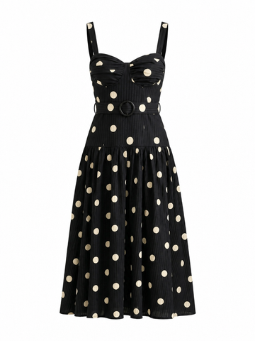 Confident Polka Dot Midi Dress