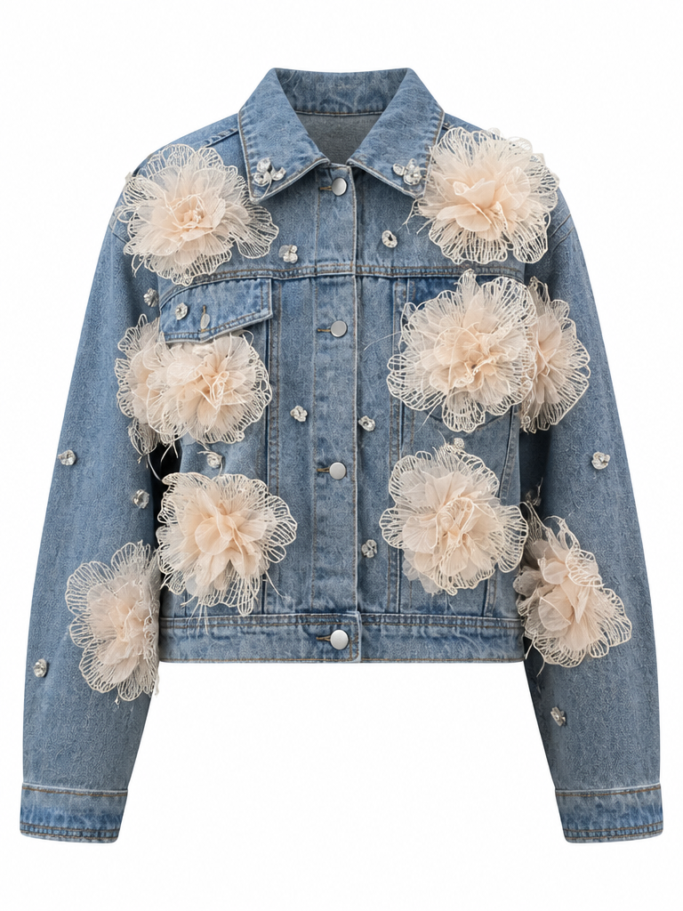 Audacious Floral Embellished Denim Jacket