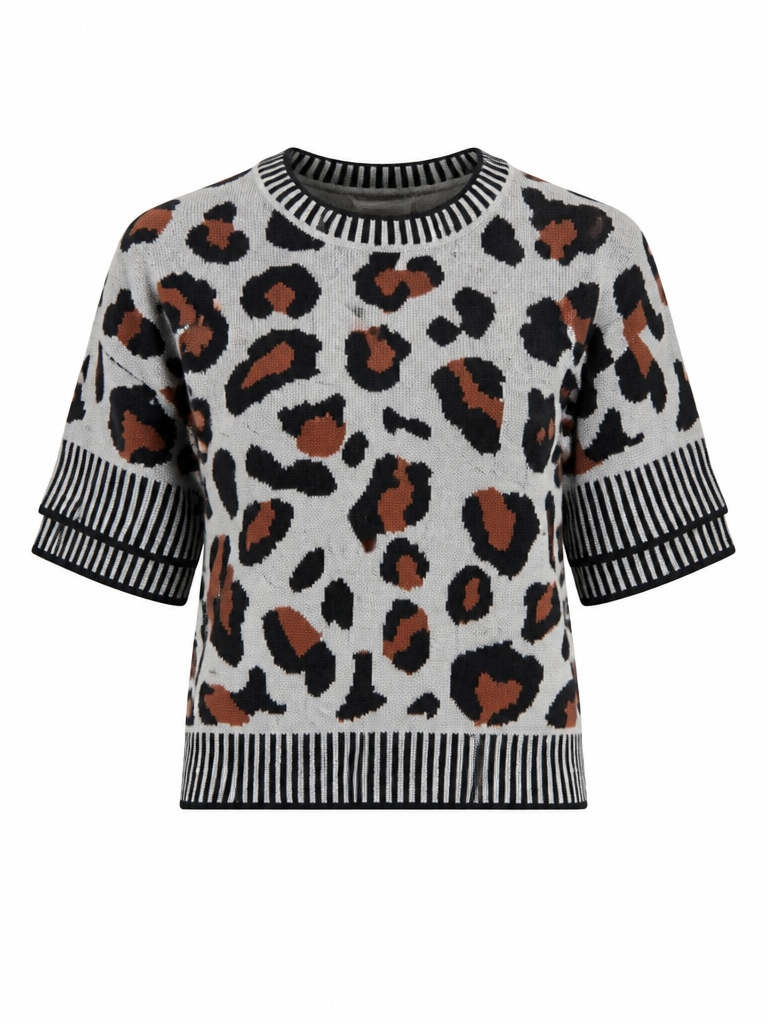 Fierce Leopard Knit Double Sleeve Top