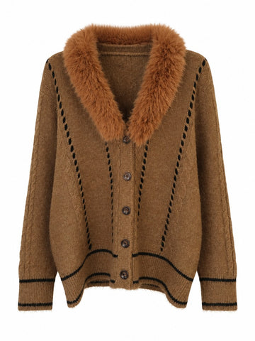 Grounded Faux Fur Knit Cardigan