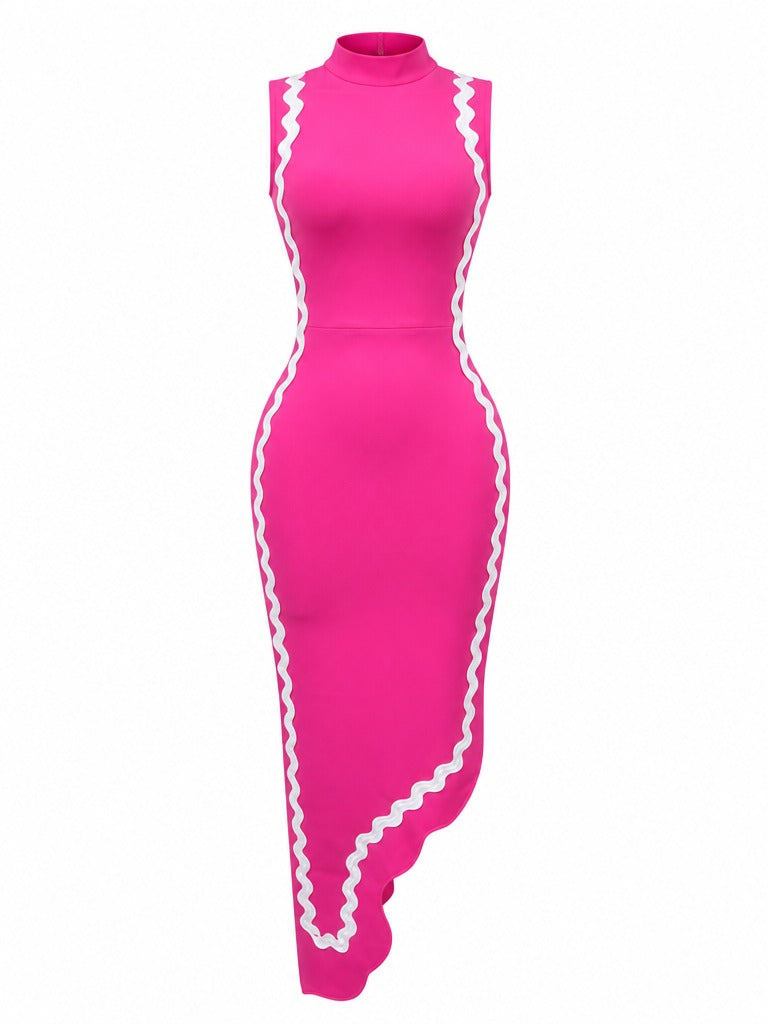 Vibrant Bandage Asymmetrical Maxi Dress