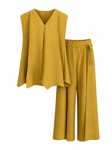 Elegant Pleated Loose Two-Piece Set