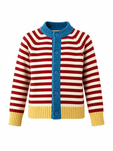 Spirited Colorblock Striped Knit Cardigan