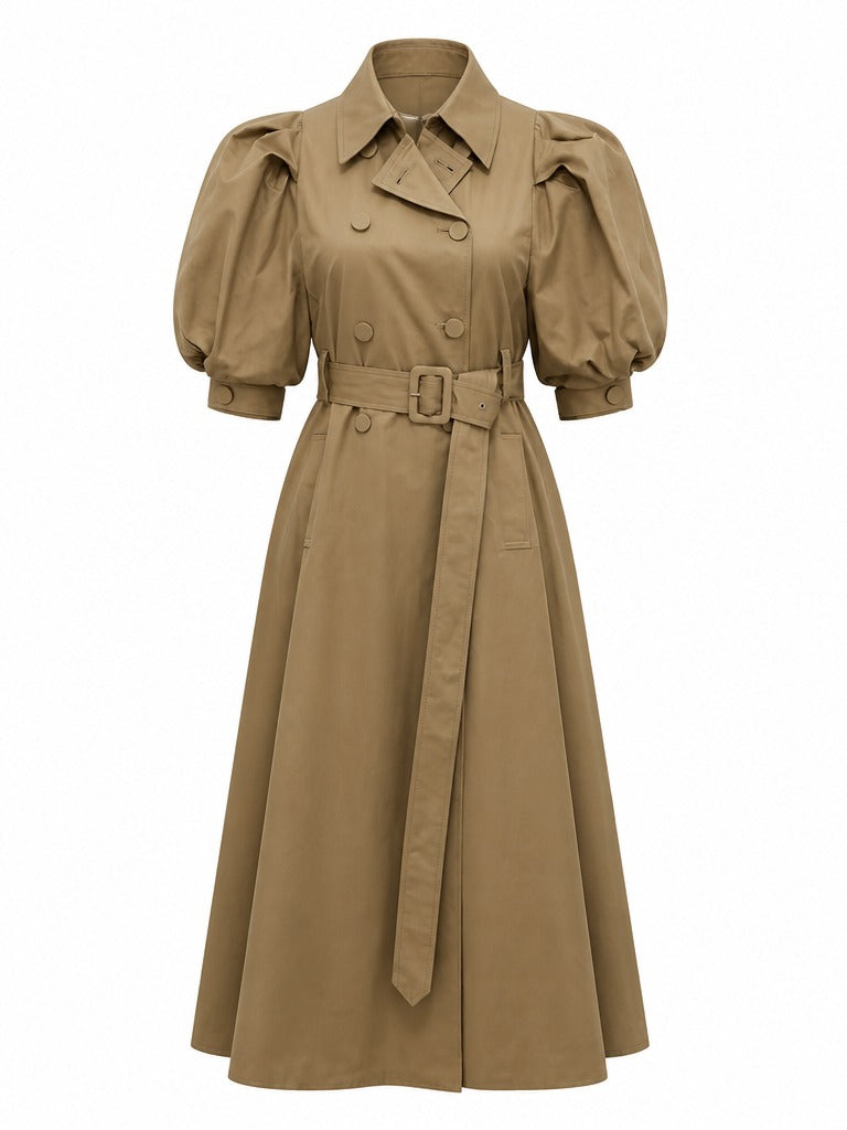 Audacious Puff Sleeve Belted Coat