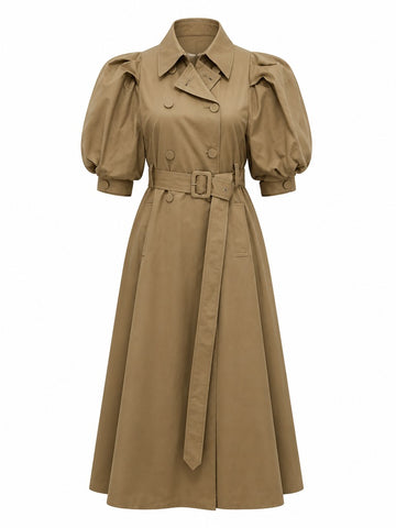 Audacious Puff Sleeve Belted Coat