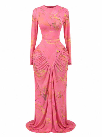 Audacious Printed Ruched Maxi Dress